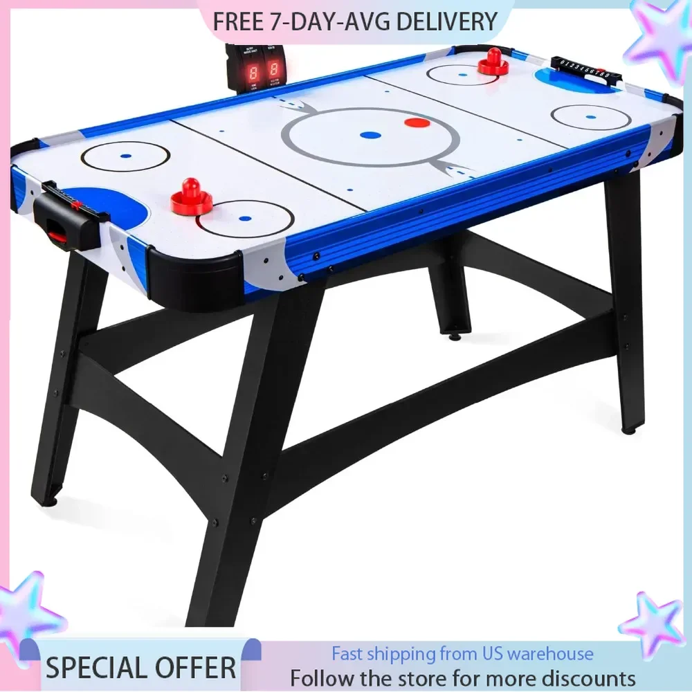 Air Hockey 58in Mid-Size Arcade Style Air Hockey Table for Game Room, Home, Office W/ 2 Pucks 2 Pushers, Digital LED Score Board