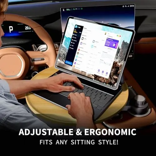 صواني السيارات وطاولات السيارة لأجهزة الكمبيوتر المحمولة، 360 °   طاولة حامل أكواب دائرية، عالمية