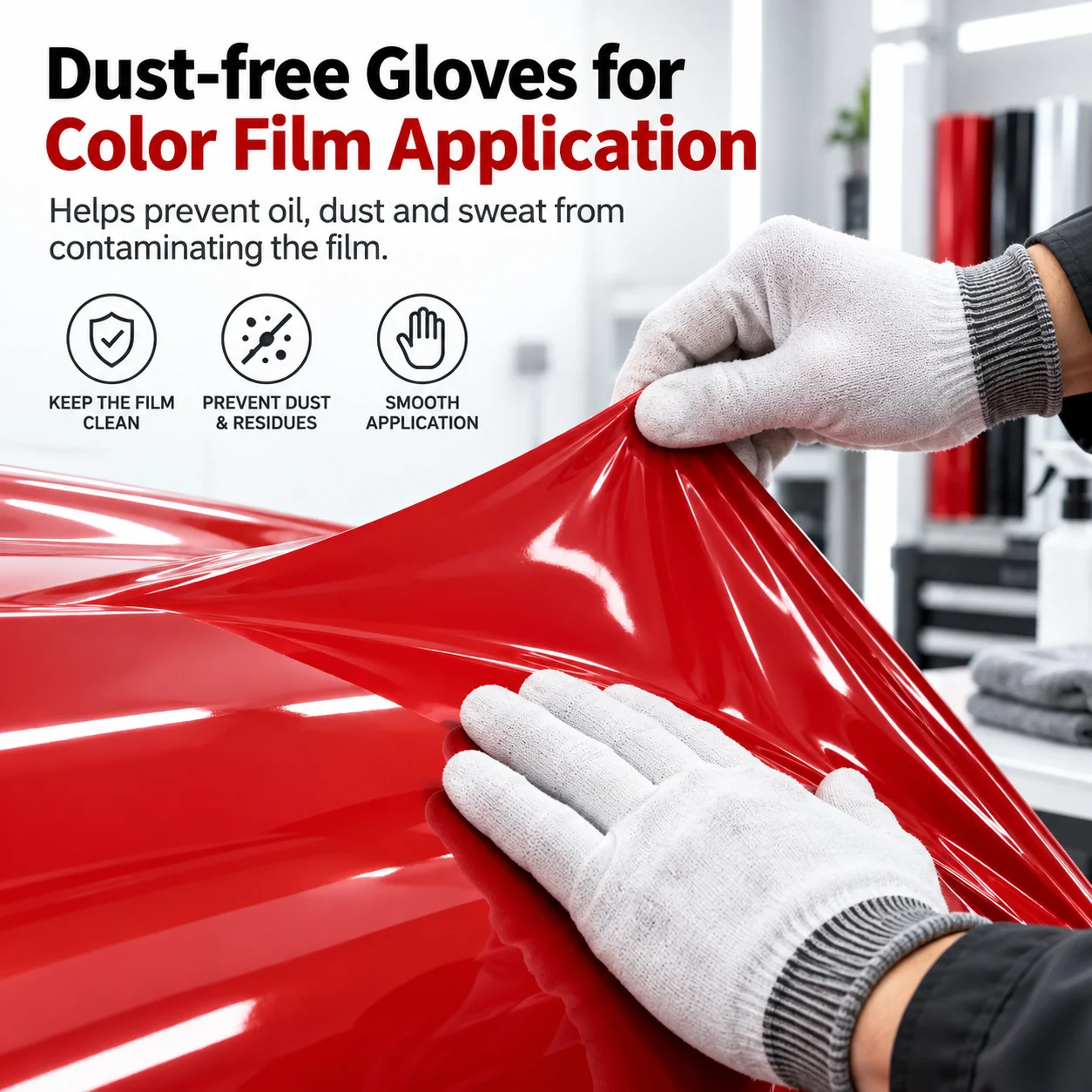 Car Vinyl Wrap Gloves Nylon PU Coated Fingertip Anti-Static Gloves Dust-Free Window Tint Working Gloves Film Install Tools