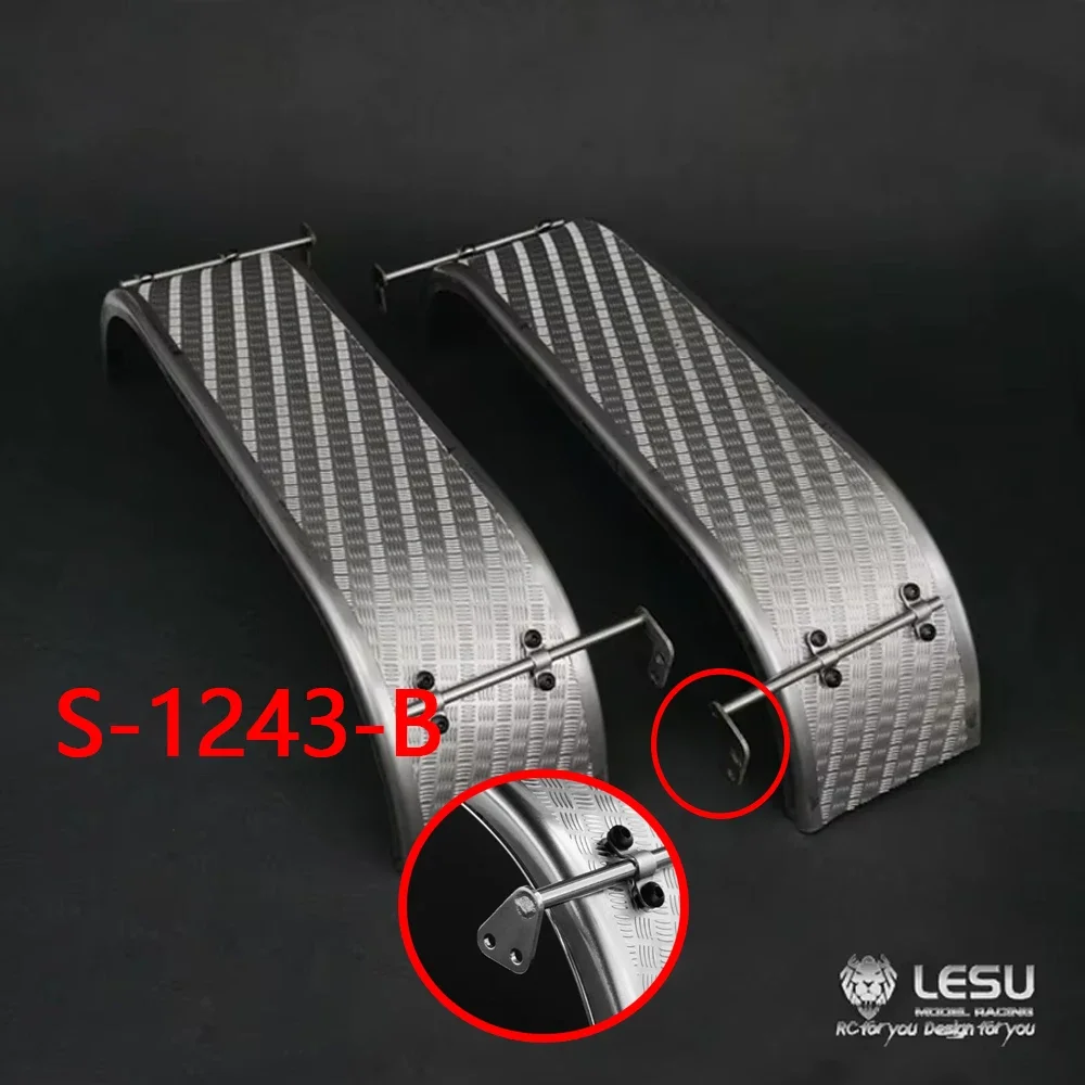 LESU 1/14 For Tamiya dump truck model accessories rear wheel double axle stainless steel fender S-1243 Truck DIY Parts Toys