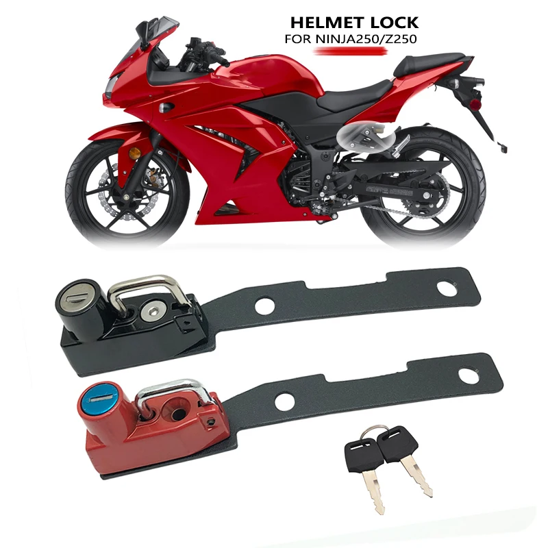 Motorcycle Helmet Lock Mount Hook with 2 Keys Side Anti-theft Security Fit For KAWASAKI Ninja250 Z250 For NINJA 250 2013-2017