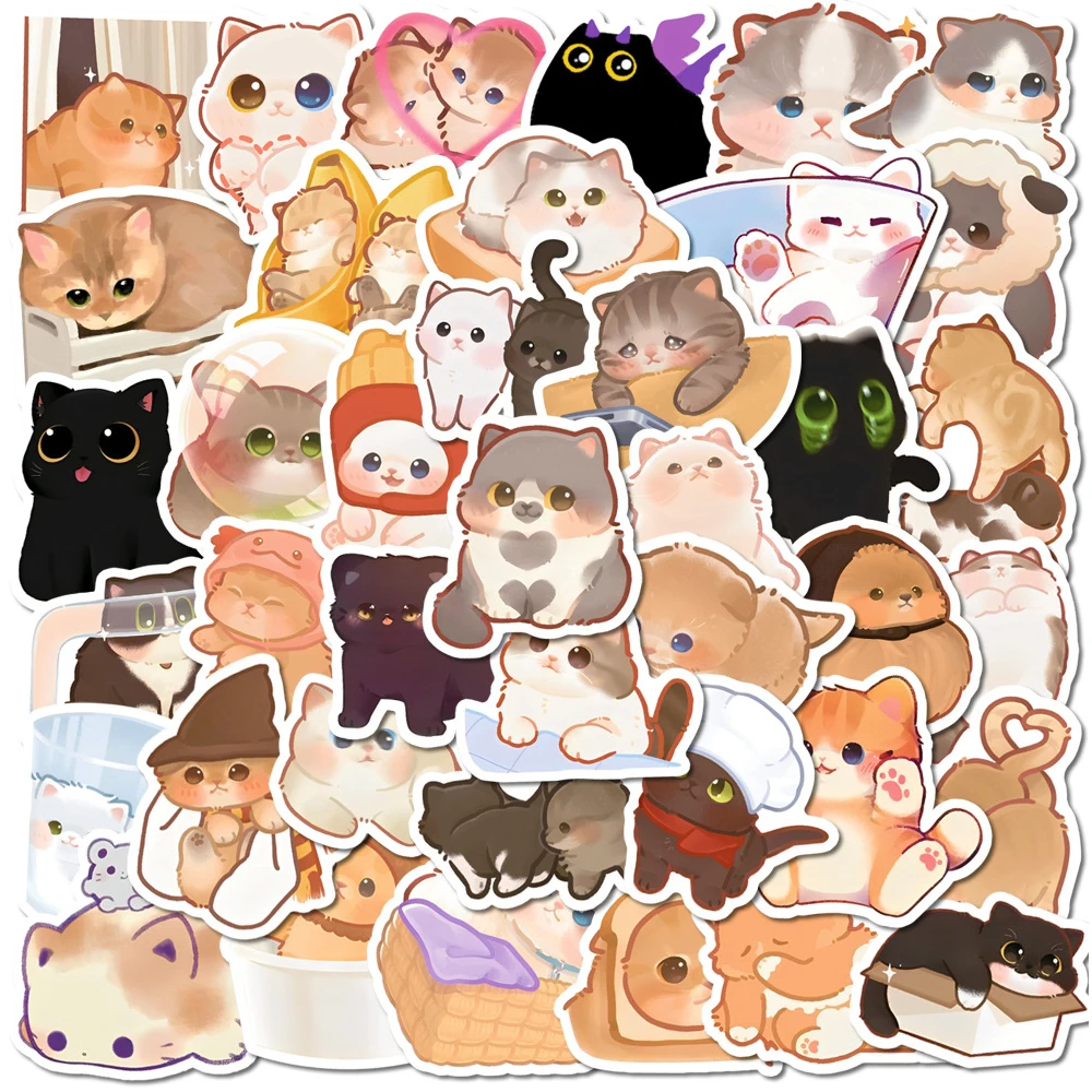 10/30/50PCS Cartoon Kawaii Cat Cute Kitty Animals Graffiti Sticker Bike Skateboard Car Helmet Notebook Computer Children Decals