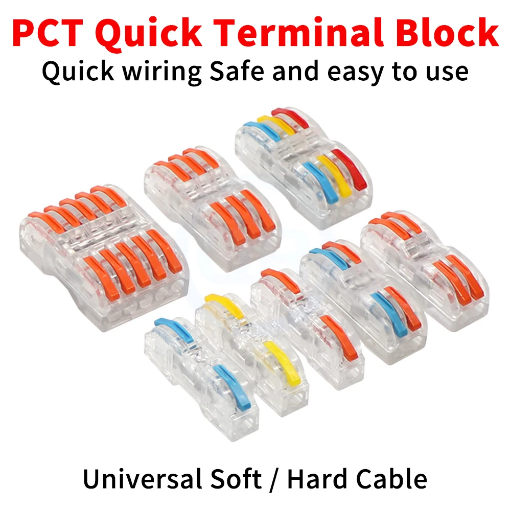 (10 pcs) SPL-2 SPL-3 SPL-2-5 Transparent Quick Terminal Block LT-211 LT-224 LT-225 2 in 2 out 3 in 3 out Home Lamp Connector