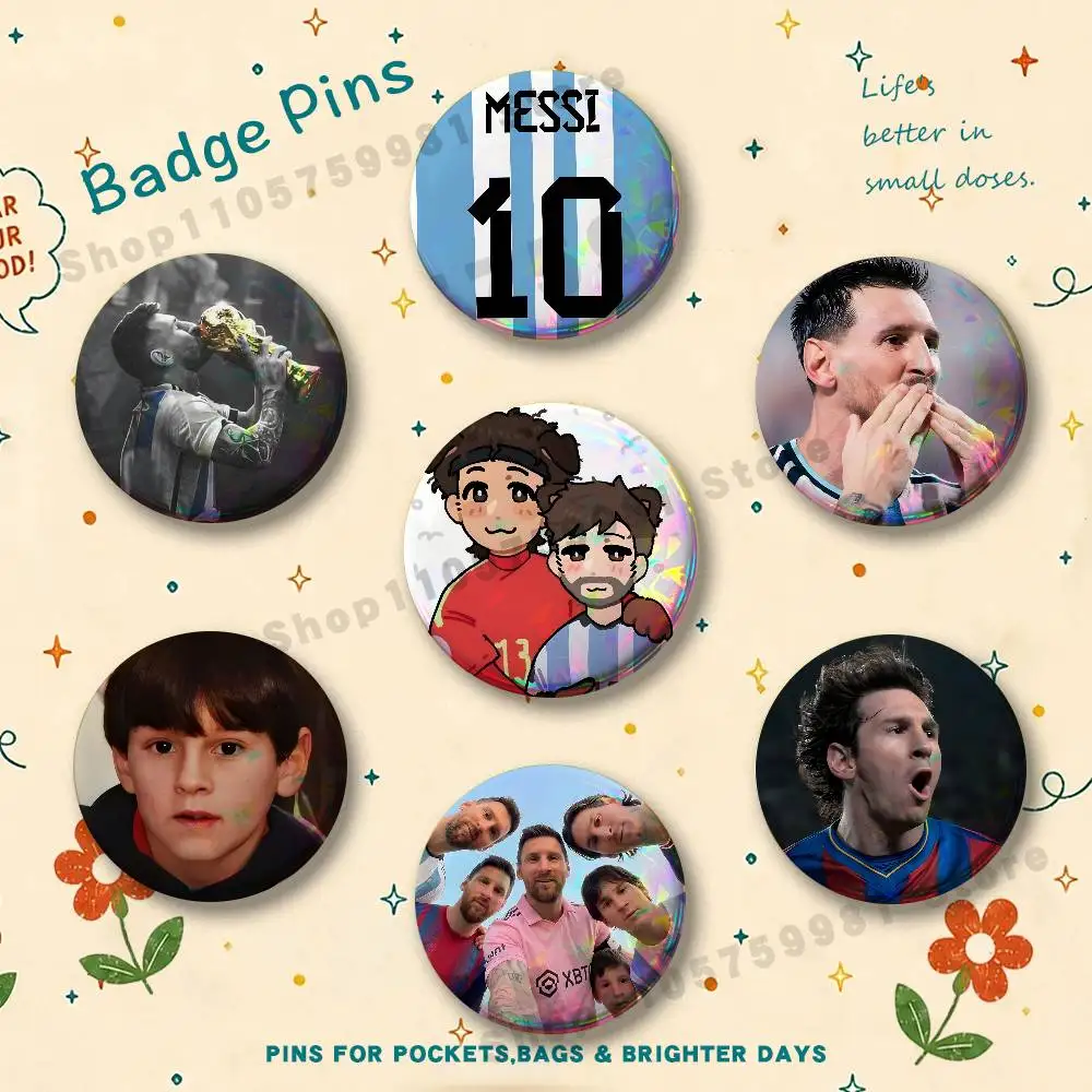 Football King M-Messi Cartoon Badges Cartoon Character Pins Brooch for Bag Shoes Decoration Jewelry Gifts