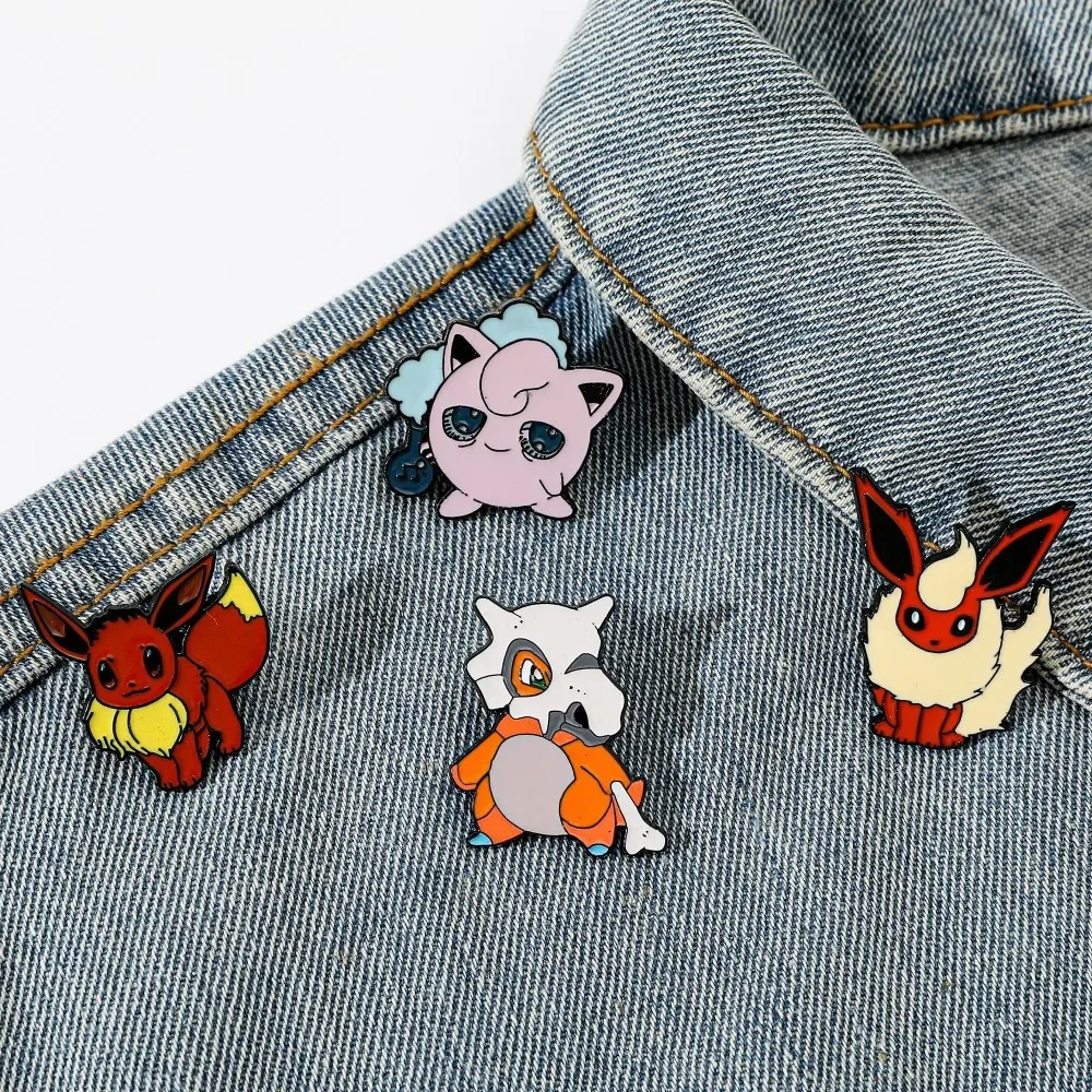 4 Pcs Characters Cartoon Brooch Flareon Jigglypuff Cute Enamel Pin Metal Badge Jewelry Clothing Backpack Accessorie Gifts