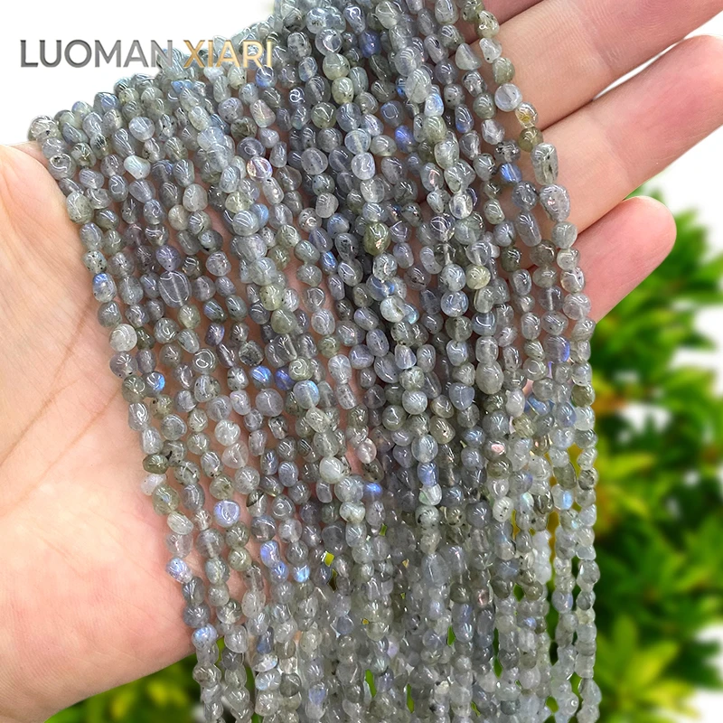 4-6mm Irregular Raw Gem Natural Stone Labradorite Loose Spacer Beads for Jewelry Making Diy Bracelets Charms Accessories 15''