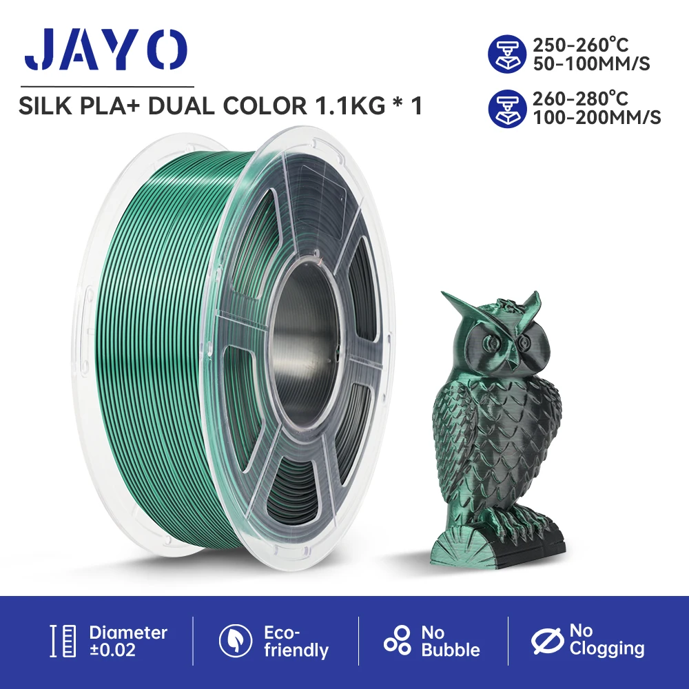 JAYO PLA PLUS SEIDE/TPUSILK/SKDC SEIDE 3D-Drucker-Filament 1 Rollen/1,1 kg 1,75 mm 100 % keine Blase FDM 3D-Druckermaterialien DIY-Geschenk