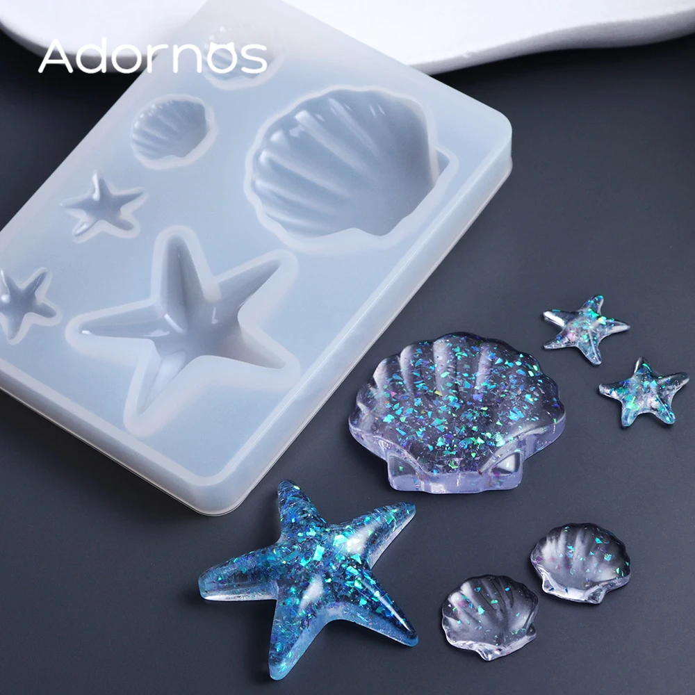 1Pcs Sea Shell Epoxy Resin Silicone Mold Mixed Starfish Resin Molds Crafts Summer Ocean Style Keychain Pendant Making Mold