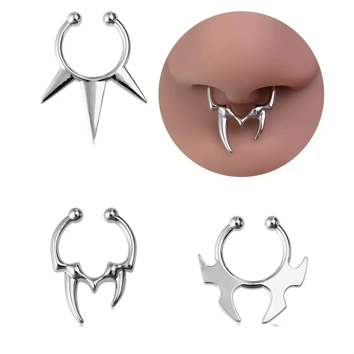 1/2/3pcs Stainless Steel Horseshoe Nose Ring for Men Women No Piercing Required Nose Clip Accessories Punk Simple Daily Party