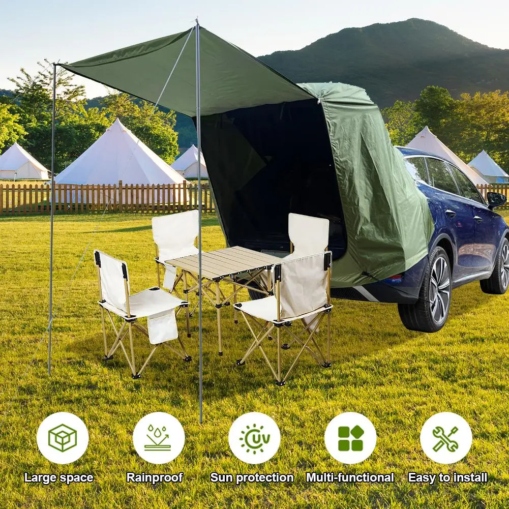 

1SET Camping Tent SUV Cabin With Awning Large Space Sunshade Car Tail Roof Extension Tent Multifunction S9Z9