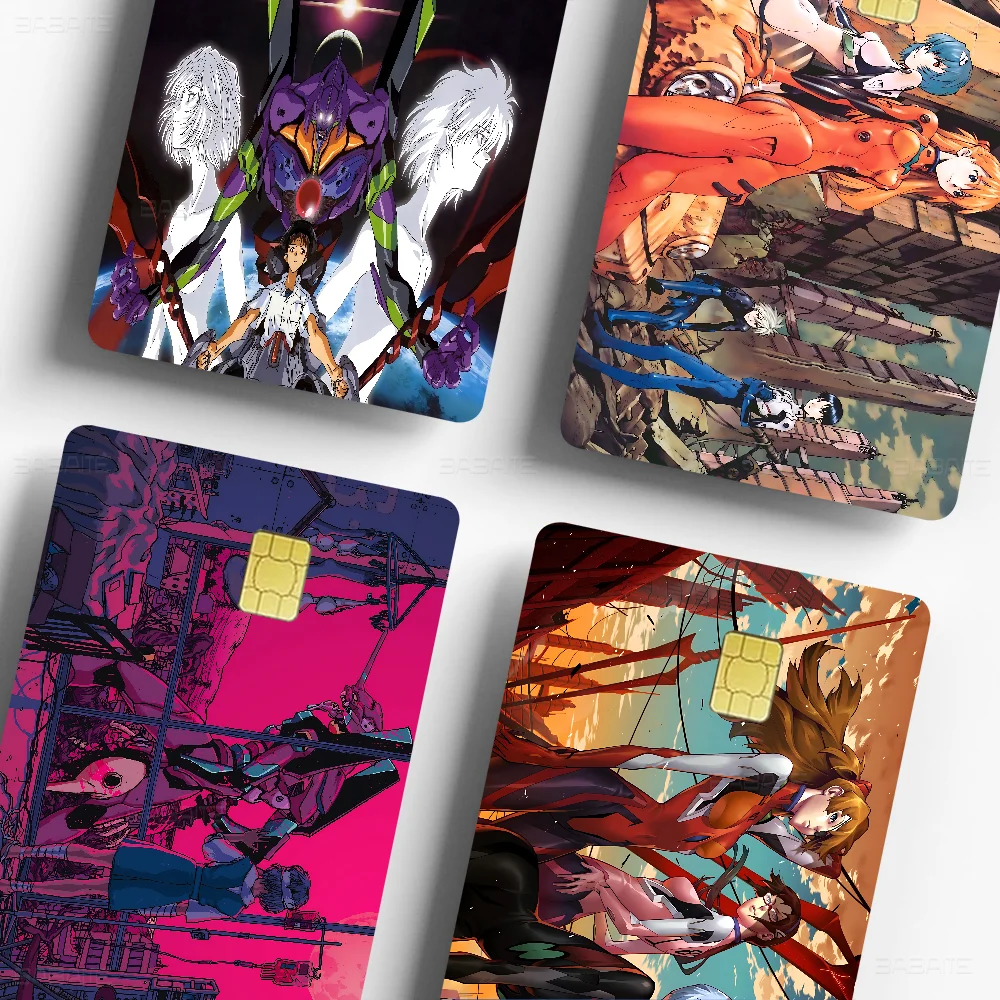 N-NEON G-GENESIS E-EVANGELION Cartoon Credit Card Skin Stickers For Bank Card Bus Metro Card Sticker Waterproof Women Gift