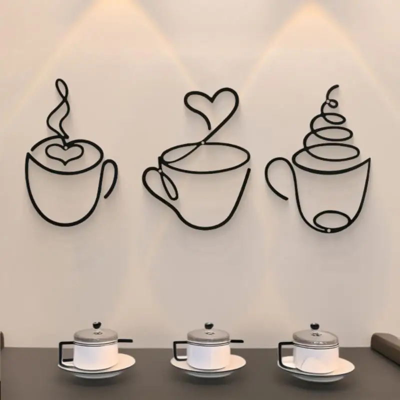 Hot Sale 1PC Creative Coffee Wall Hangings Coffee Shop Decorations Interior Wall Decorations Wall Hanging Iron Paintings