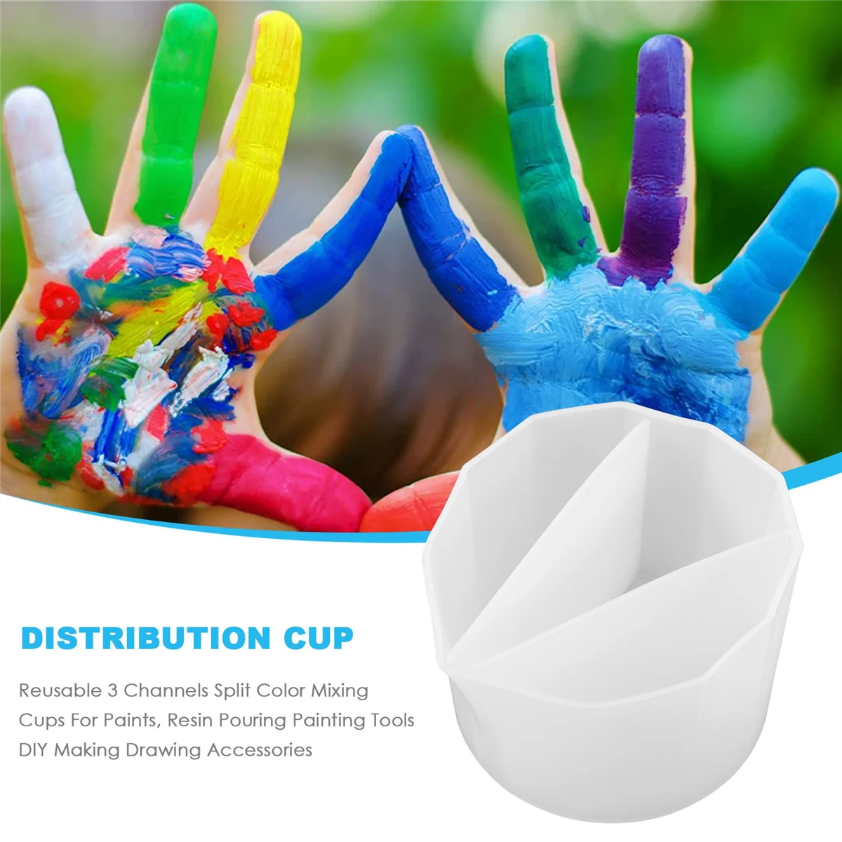 Reusable 3 Channels Split Color Mixing Cups for Paints, Resin Pouring Painting Tools DIY Making Drawing Accessories