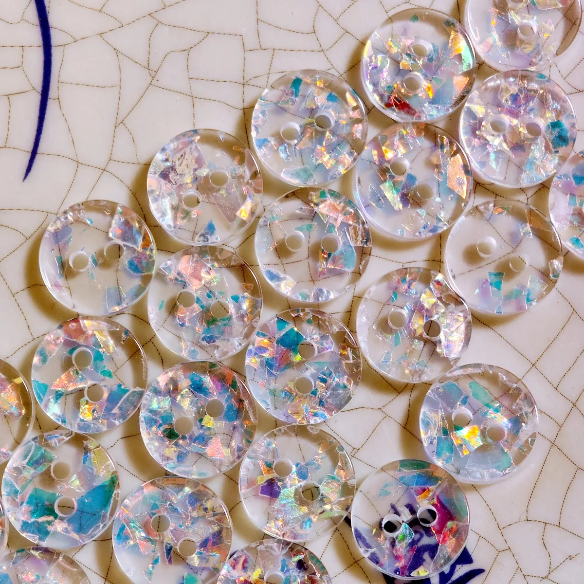 10pcs 2-Hole Round Shiny Transparent Resin Buttons, Creative Handmade Accessory Decorative Buttons