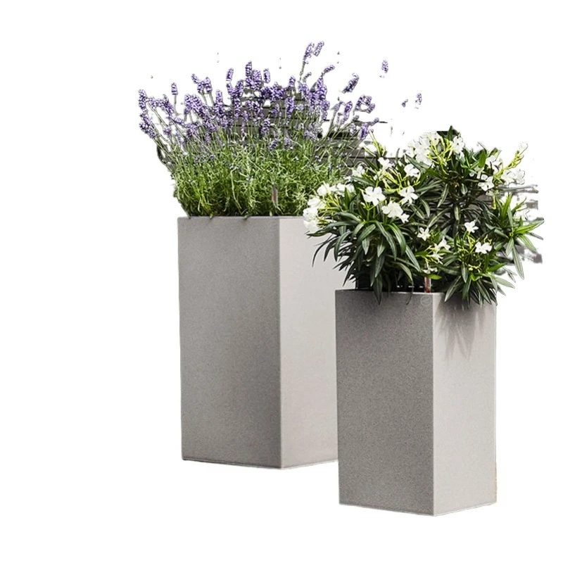 Automatic suction flower pot, rectangular floor-to-ceiling living room hotel imitation cement