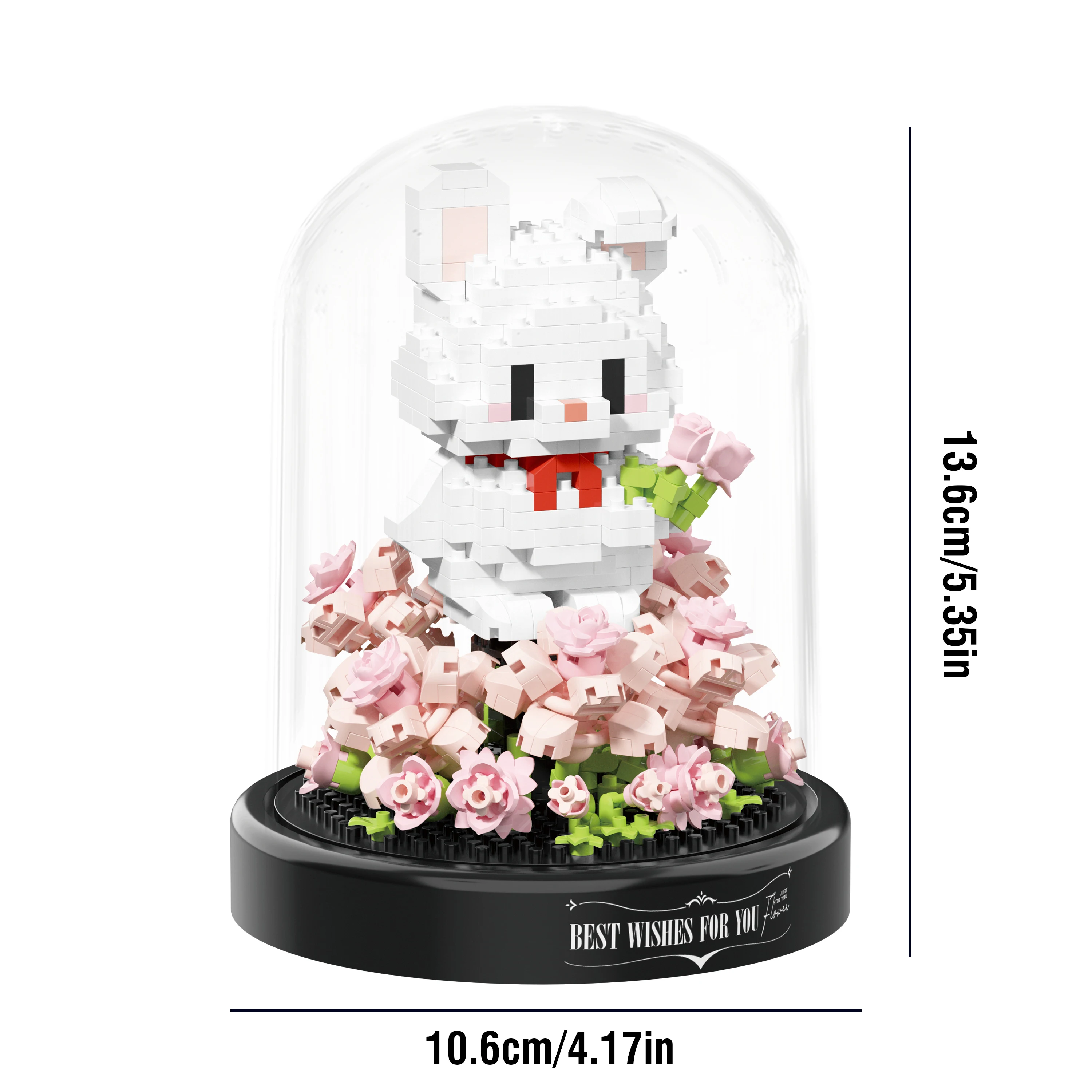 Flower Building Blocks Bouquet Animal Dust Cover Cartoon Dog Rabbit Rose Set Bonsai Collection Educational Toys Model Kids Gift