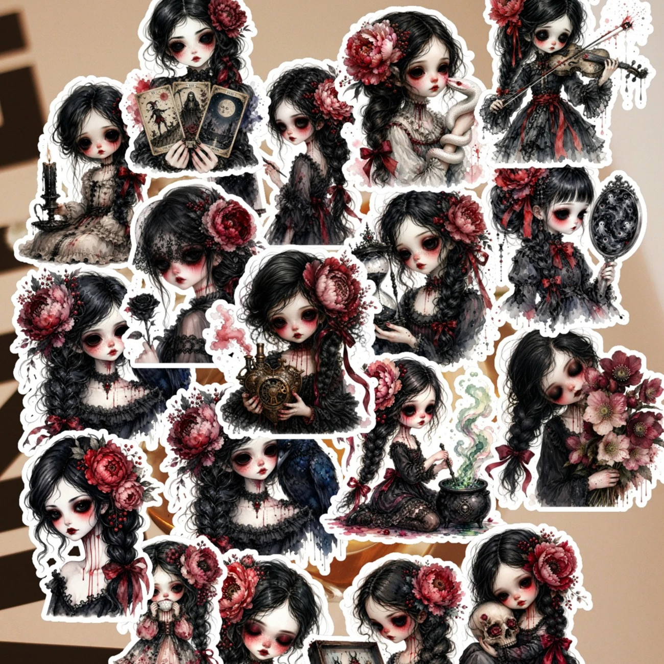 18pcs Creative Kawaii Self-Made Dark Gothic Girl Sticker/ Beautiful /decorative /DIY Craft Photo Album Vintage Scrapbooking
