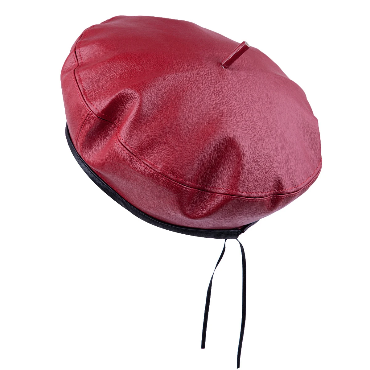 Vintage Women Beret Solid Beret Caps PU Leather Beret French Artist Warm Beanie Hats Female All-Match Adjustable Painter Hat