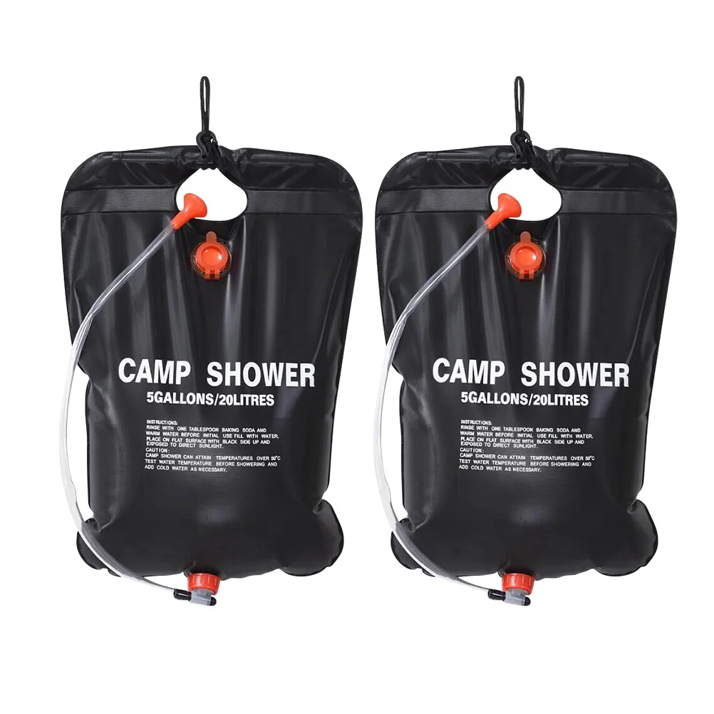 

2 Pcs 20L Portable Outdoor Solar Shower Bag Camp Shower Bag for Camping Beach solar bag water bag hot water bag