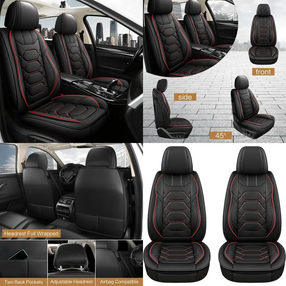 

Кожаные чехлы на автомобильные сиденья Pariitadin, передняя пара, водонепроницаемые чехлы на сиденья из искусственной кожи для автомобилей, нескользящие чехлы для салона автомобиля Univer