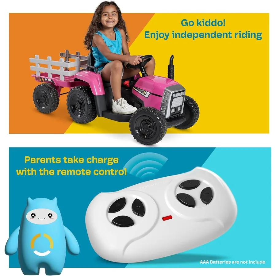 รถแทรกเตอร์ไฟฟ้า 12V 7AH รุ่นพรีเมียม พร้อมยาง EVA แบบมีลาย  มอเตอร์คู่ 35W เพิ่มกำลังแรงบิด ควบคุมด้วยรีโมท