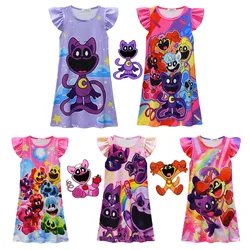 NEW Smiling Critters Summer Kids Girls Dress Night Nightgown Girl Catnap Cosplay Pajamas T-Shirt Long Nighty Children Clothing