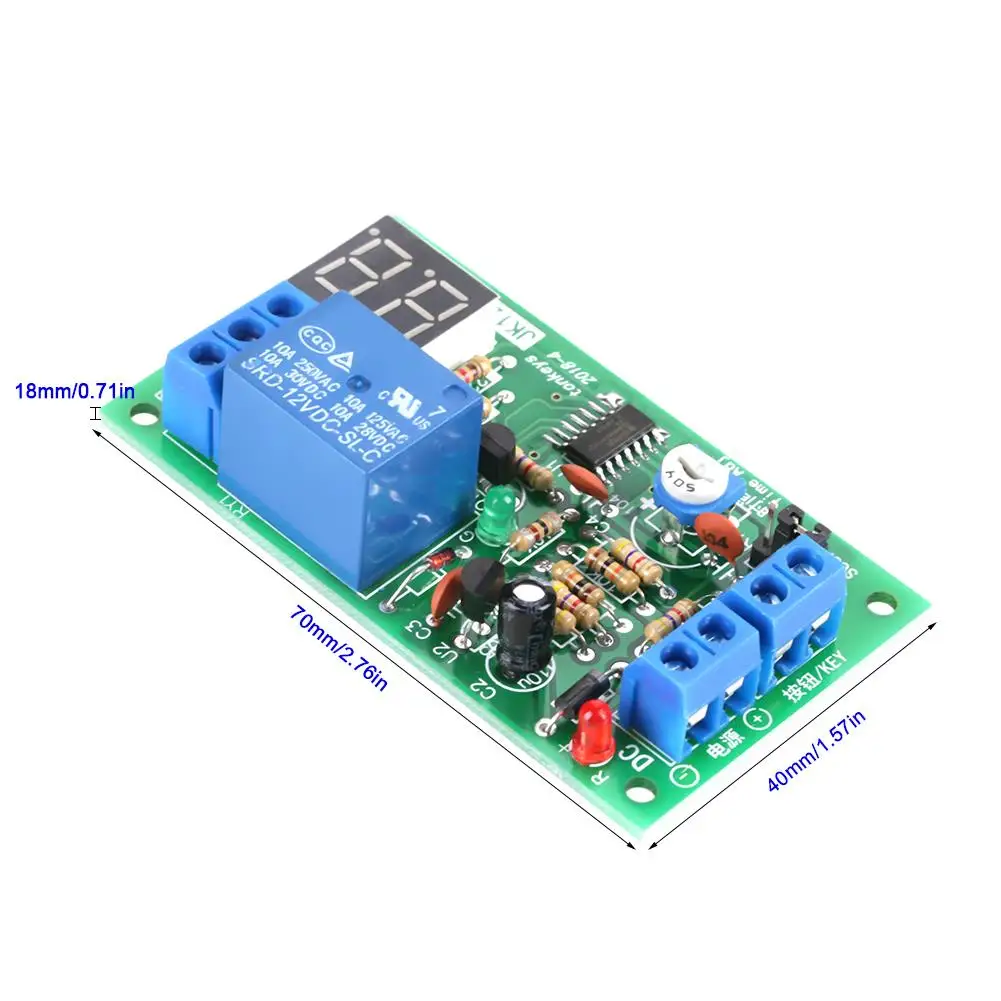 JK12-A 12V DC LED Countdown Timer Vertraging Relais Schakelmodule voor displaycontrole