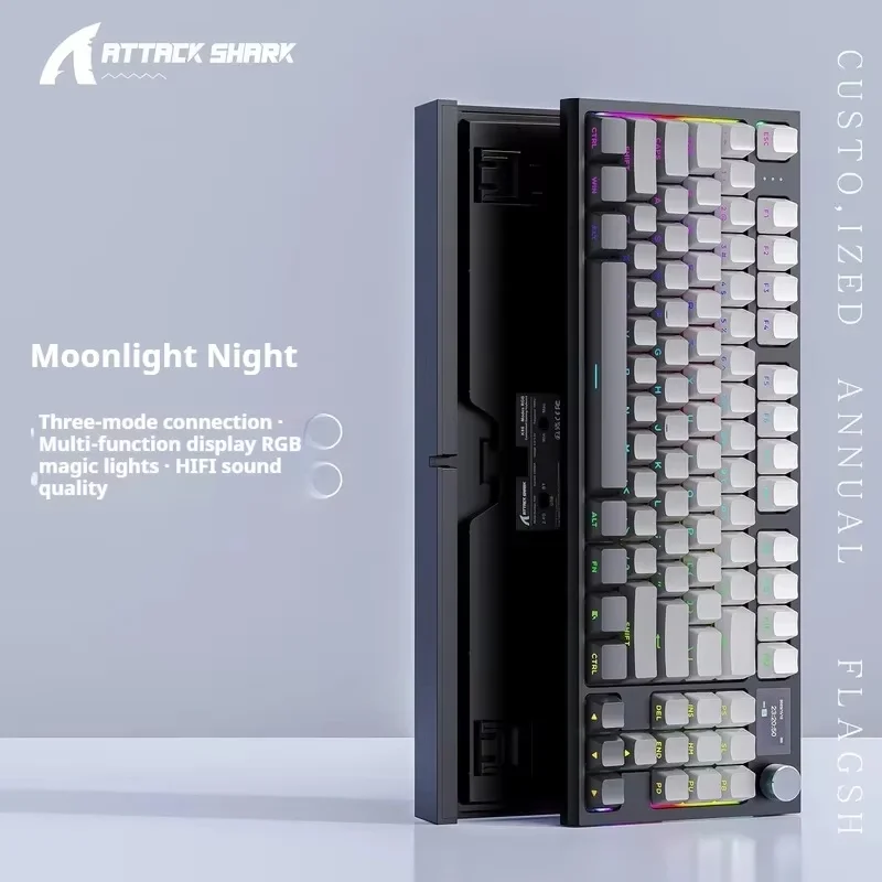 

Attack Shark K86 Tri Mode Bluetooth Wireless RGB Mechanical Keyboard Equipped With A Display Screen E-Sports Gaming Office Gift