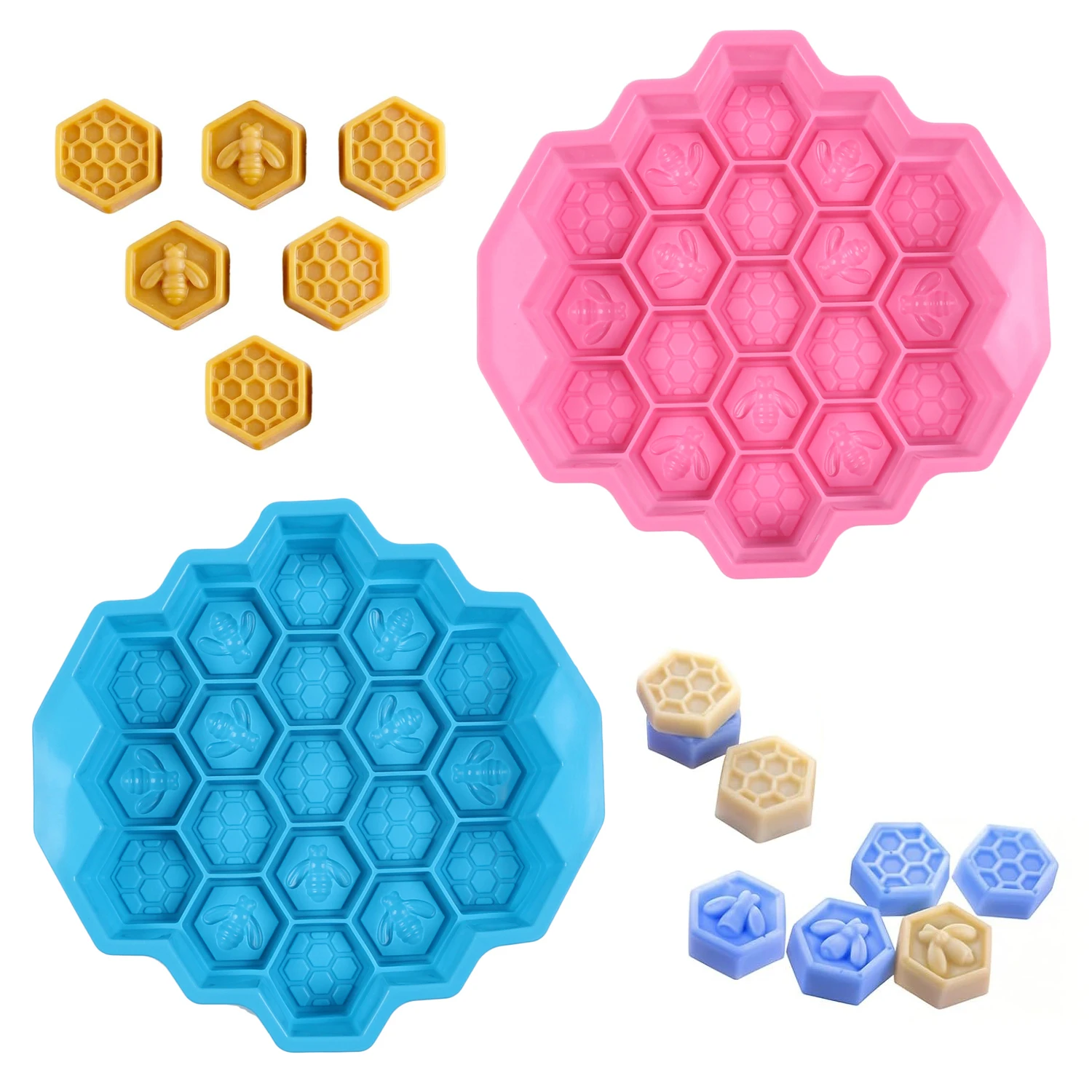 19-Cavity Honeycomb Silicone Mold Honey Comb Bee Cake Chocolate Ice Cube Candy Jelly Baking Mold Soap Clay Mold