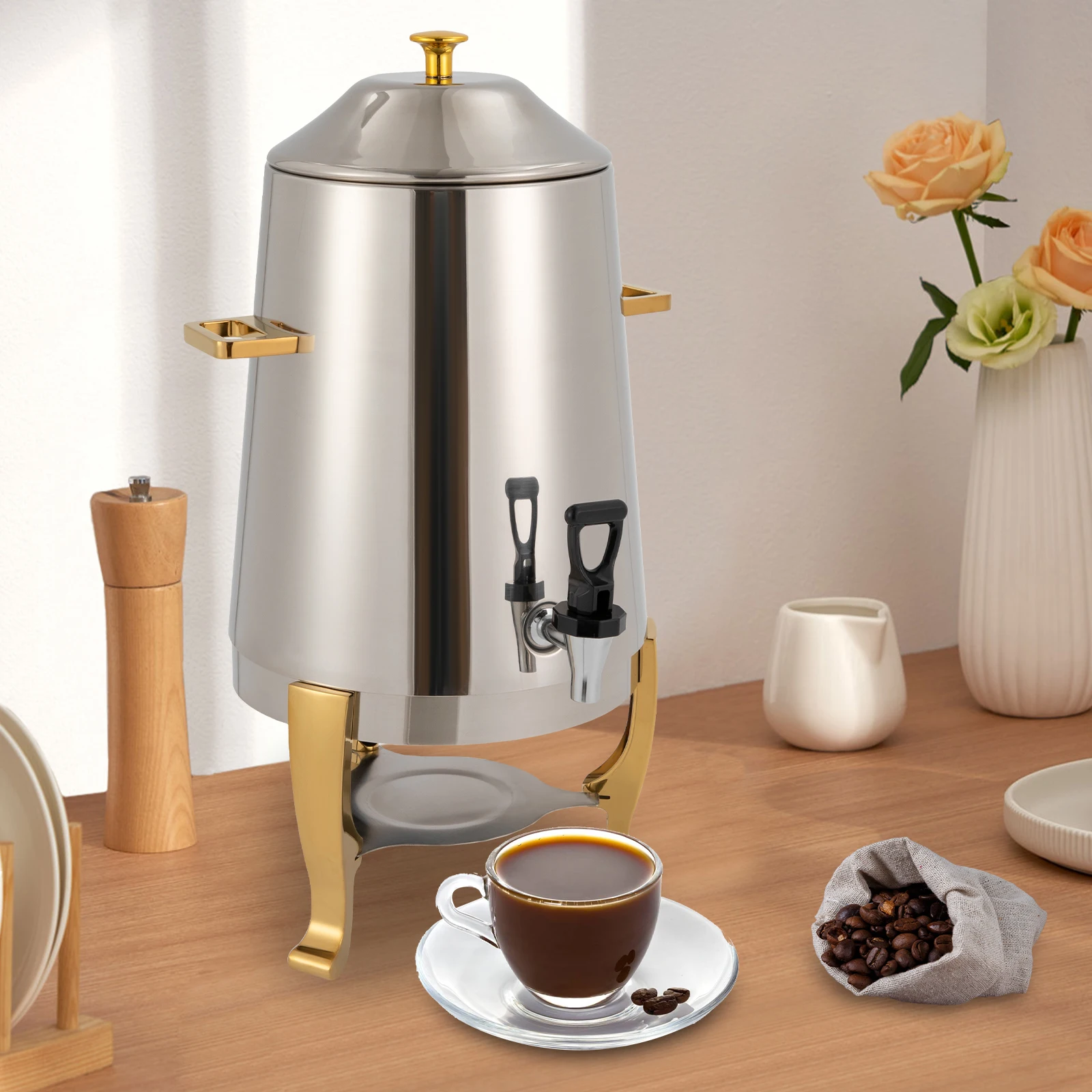 

13L Hot Beverage Dispenser W/Faucet, Stainless Steel Coffee Urn Electric Hot Drinks Dispenser Portable Beverage Dispenser