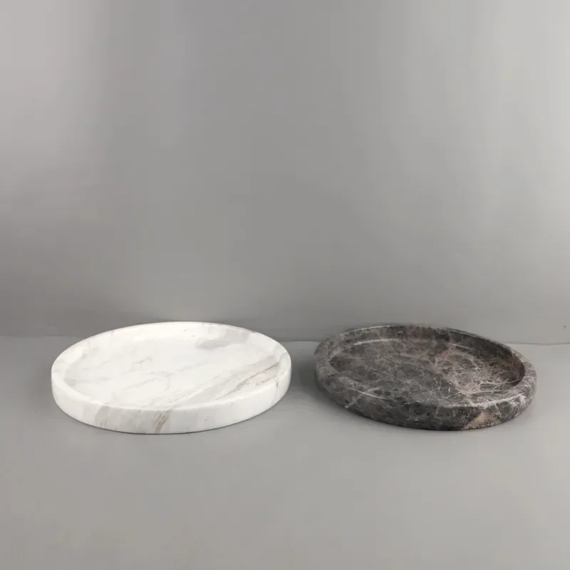 Nordic Creative Marble Round Fruit Tray Table Top Ornament for Living Room Restaurant Hotel Soft Decoration Home Decor