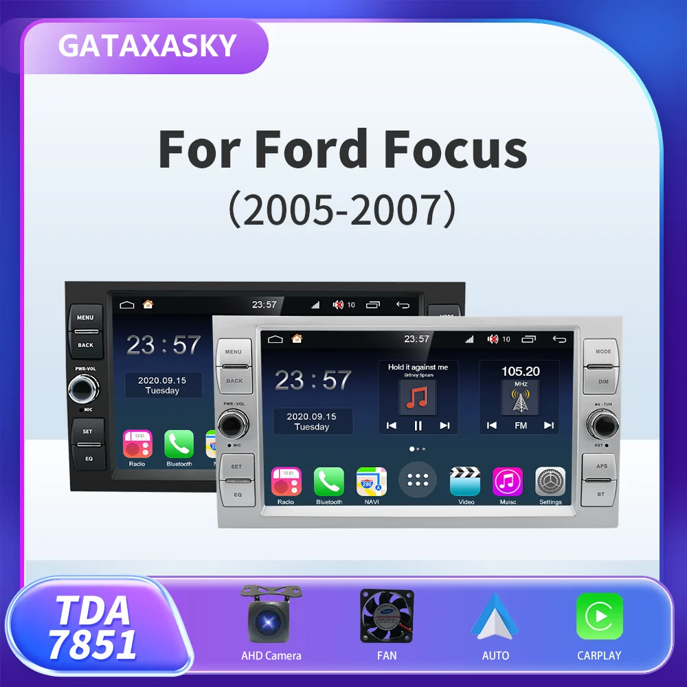 

GATAXASKY 8" Car Radio Multimedia For Ford Focus 2 Kuga Fiesta Mondeo 4 C-Max Android Player Stereo Carplay Navi BT GPS Wifi