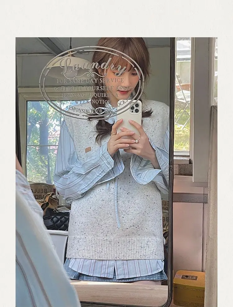 

Vests Waistcoats Thin Womens Vest Zip Up Y2K Autumn Maillard Spliced Multi-Functional Multi-Pockets Touring Techwear Contrasting