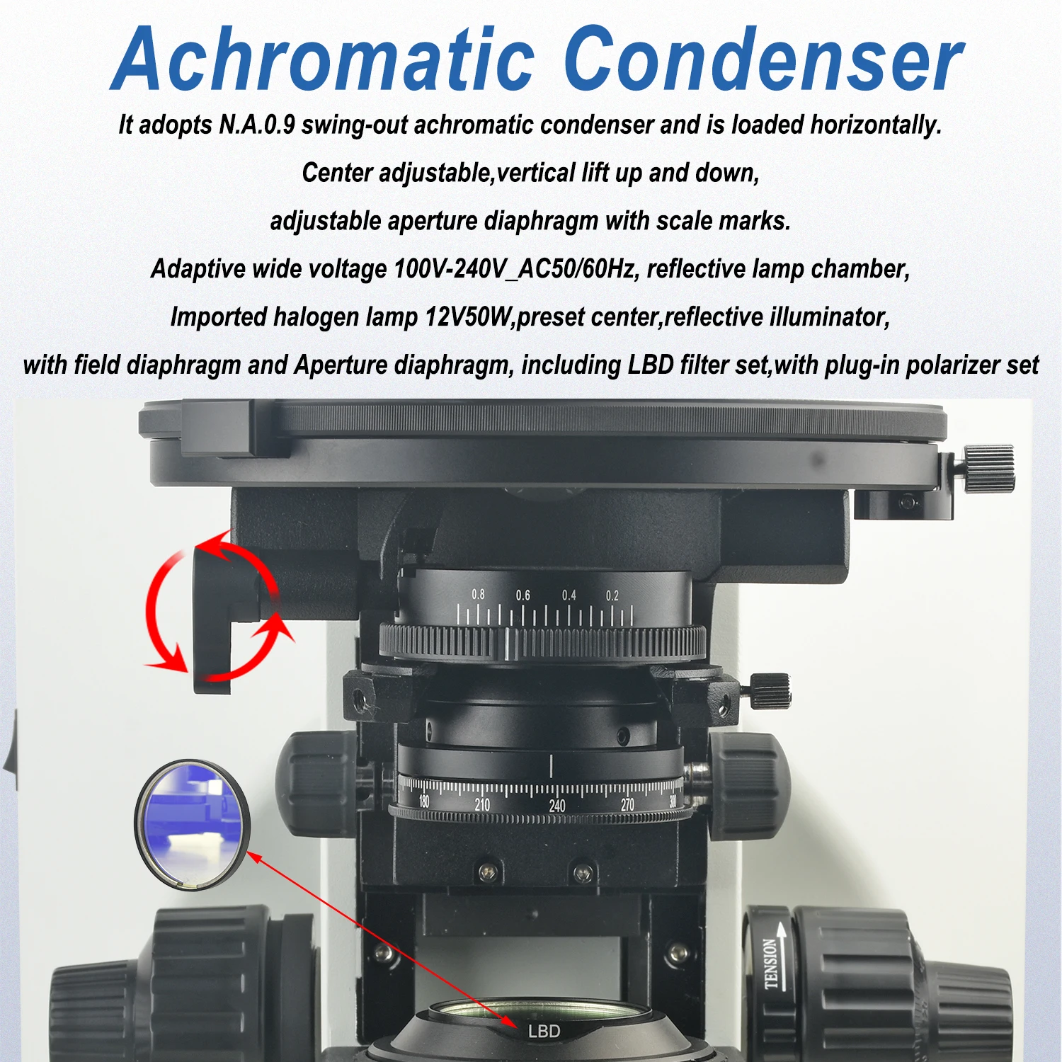 KOPPACE 50X-500X مجهر الاستقطاب الإلكتروني مراقبة كاميرا قياس كريستال الصخور المعدنية 4K HD