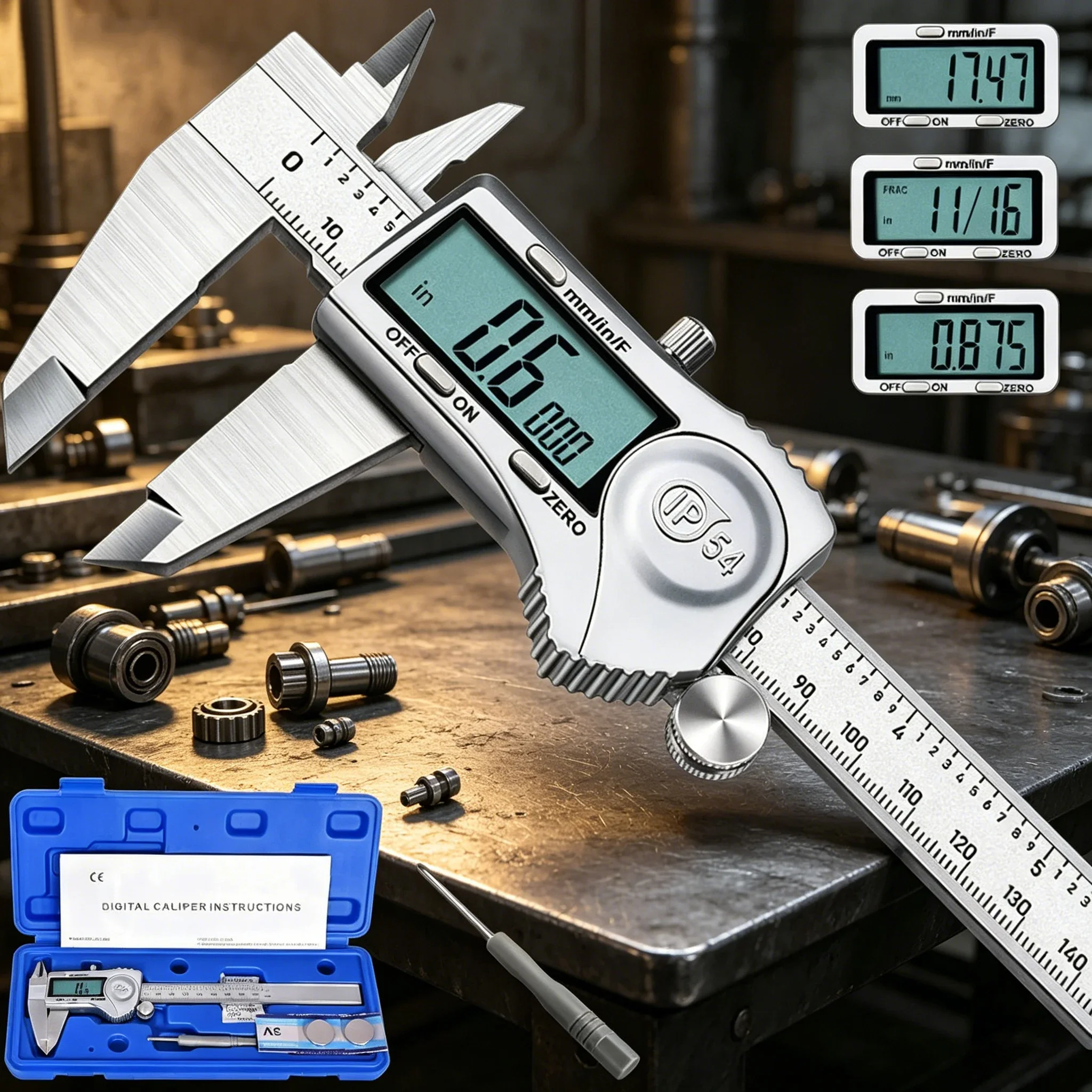IP54 Waterproof Electronic Digital Caliper - 150mm Industrial Grade Stainless Steel Vernier Gauge for High-Precision Measurement