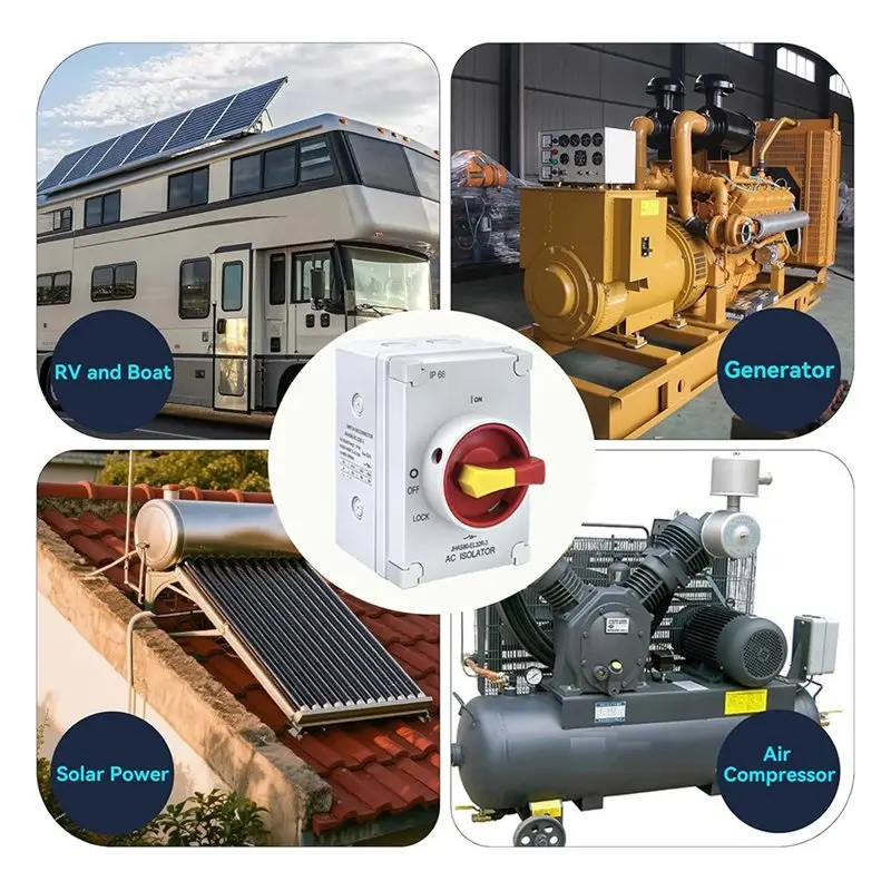 【PRICE REDUCT】IP66 Waterproof 32A 4-Pole Disconnect Switch 800V AC, Rotary Handle, Suitable For Industrial, Commercial& Resident