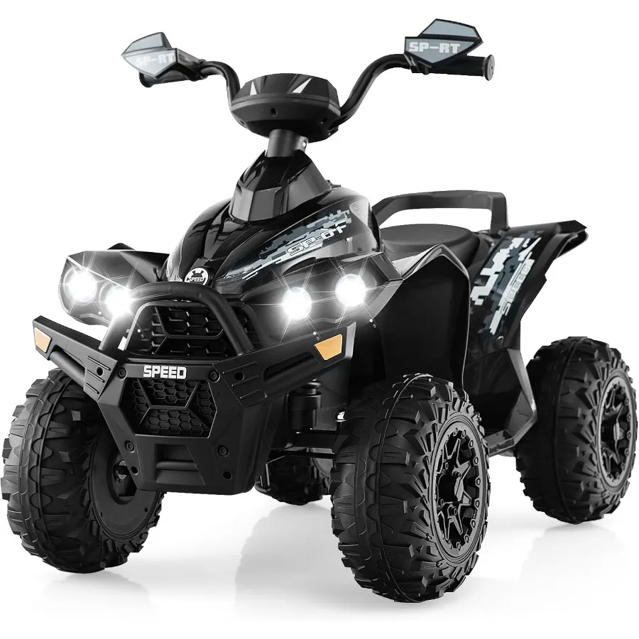 ATV 12V 四輪クワッドおもちゃ車両、音楽、ホーン、高速・低速、LEDライト付き、電動乗用玩具、バッテリー駆動