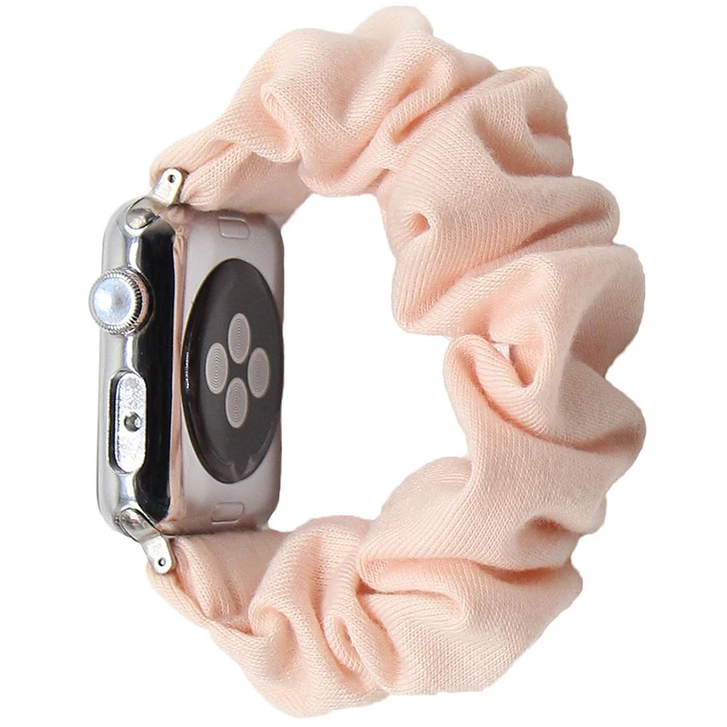 Cotton Elastic Scrunchies Smart Apple Watch Band 5 4 42mm 38mm For Girls Women Cotton Bands 40mm Series 5 4 3 2 1 44mm 40mm