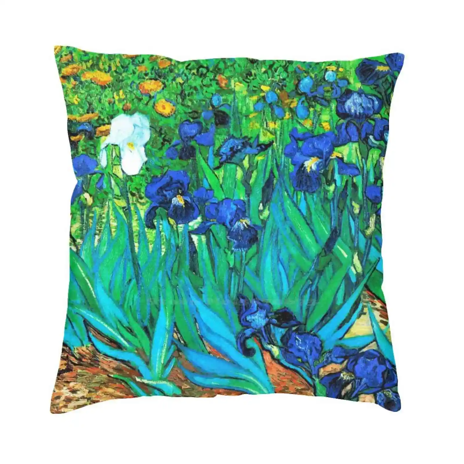

Футболка Van Gogh Garden Irises Hdr, хлопковая футболка с садом, бородами, синими, белыми ирисами, цветочным садом, красочная картина Hdr