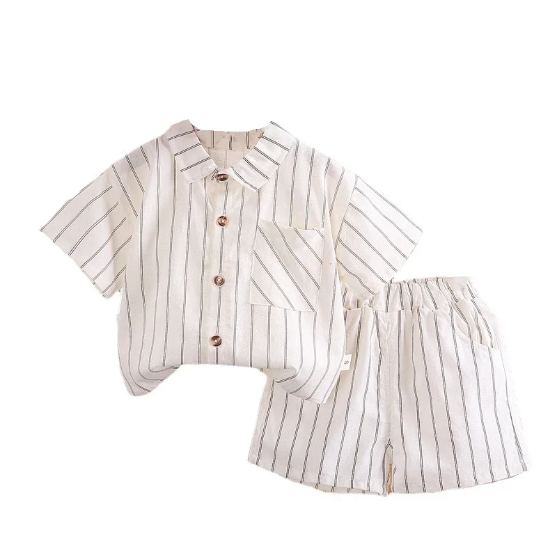 Conjunto de camisa e shorts de manga curta infantil, roupas de bebê, casual, esportivo, traje, roupas de treino infantis, verão, novo, 2 peças por conjunto