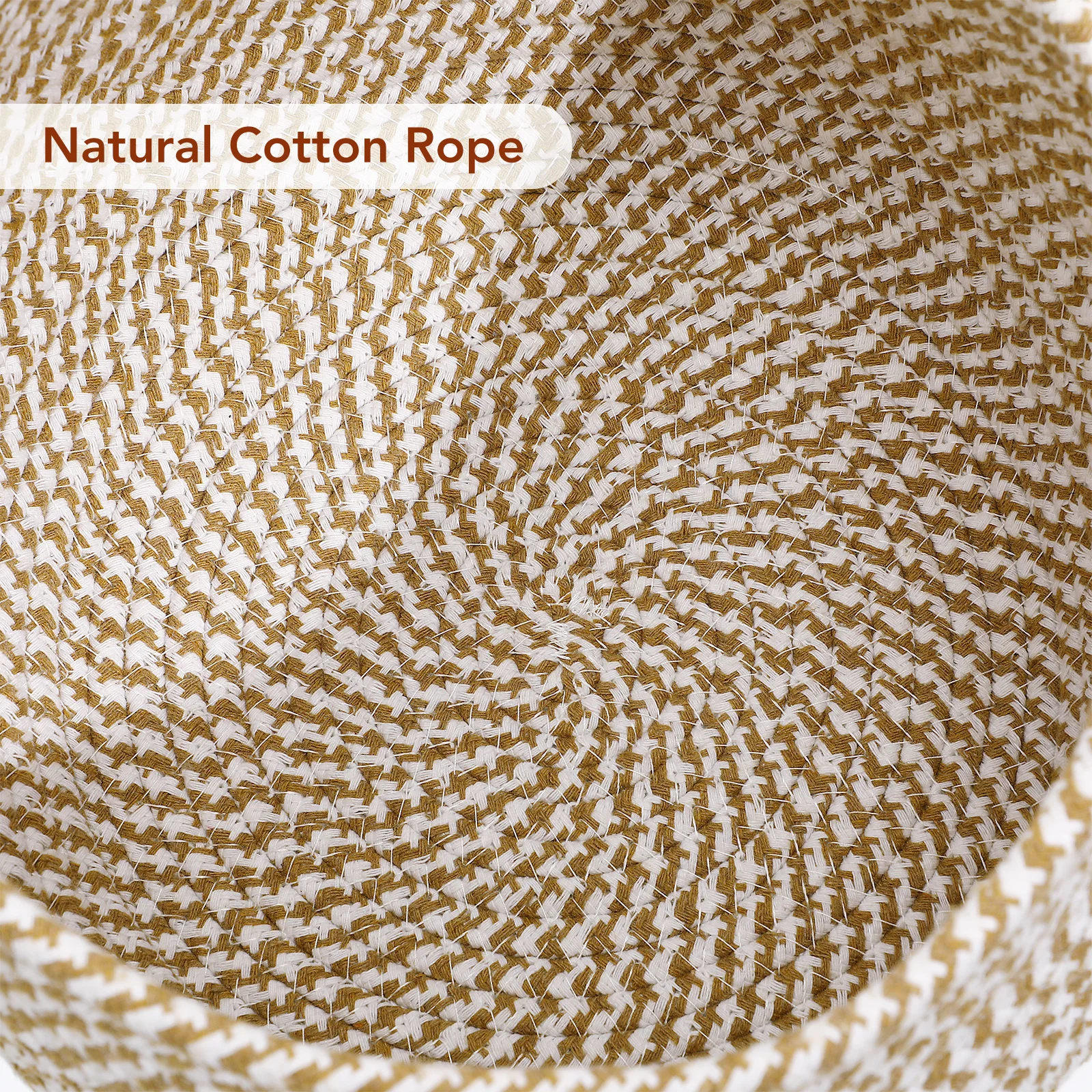 

Storage Basket with Lid Small Woven Rattan Box Decorative Cotton Bin for Laundry Desktop Organization Home