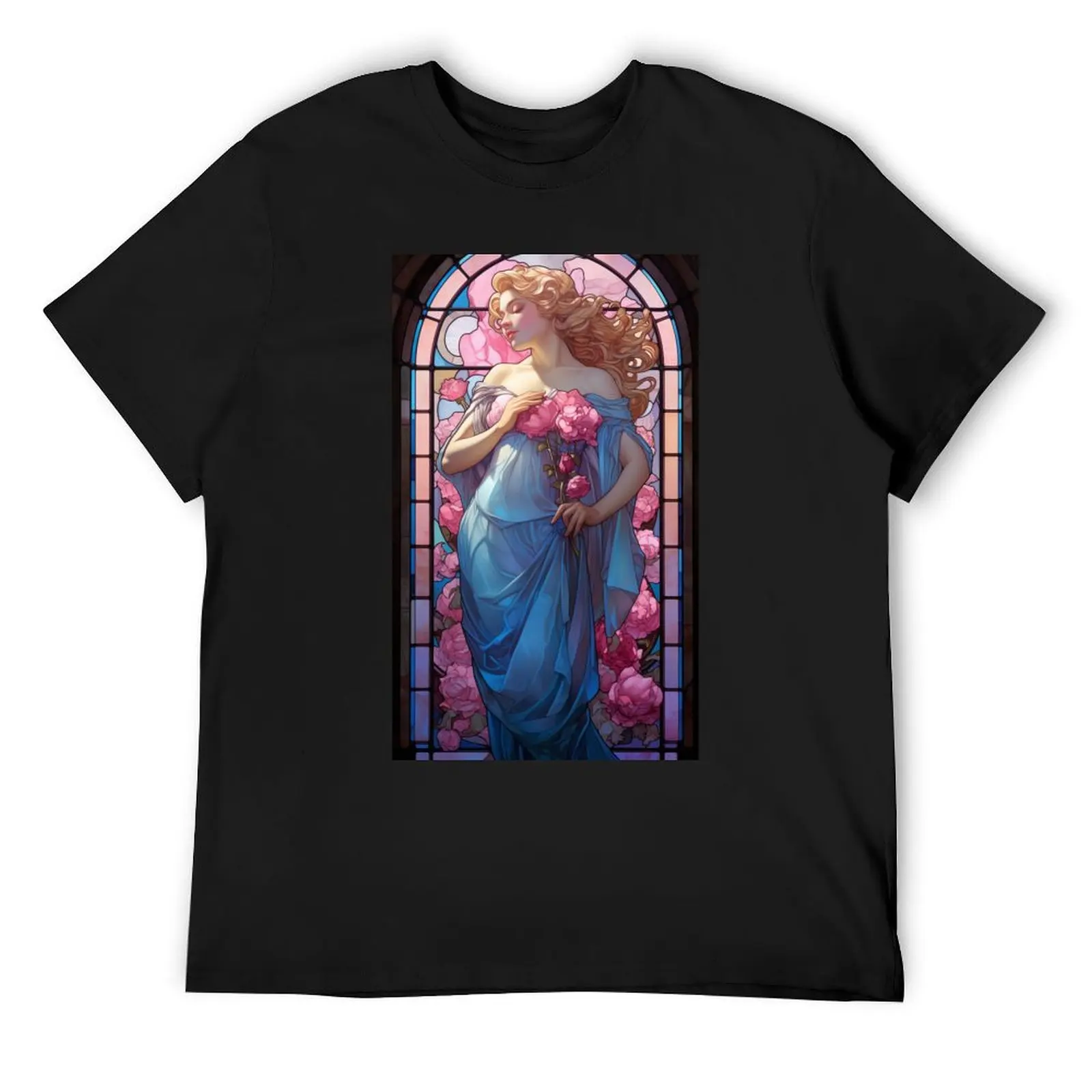 

Aphrodite - Stained Glass - Mucha T-Shirt for a boy custom t shirt mens funny t shirts