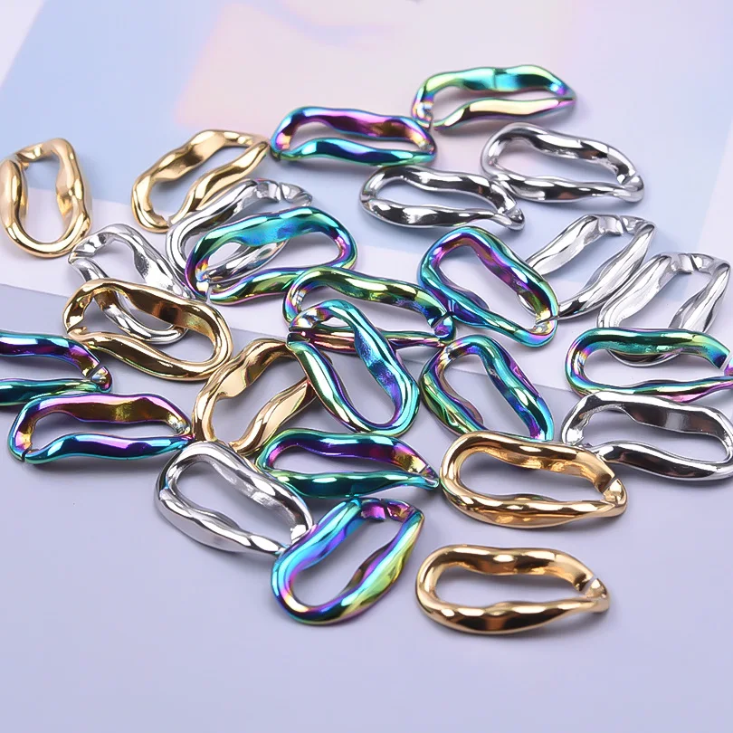 7Pcs/Lot Stainless Steel Hollow Stamping Blank Round Oval Frame Pendant Geometric Irregular Textured  Charms Jewelry Accessories