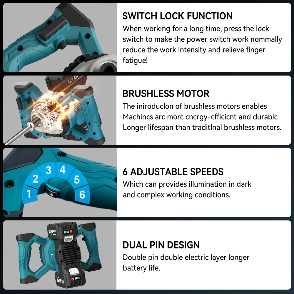 1700 واط يده آلة خلط الخرسانة اللاسلكية مجداف خلاط قابل للتعديل 6 سرعة مزيج كهربائي اثارة أداة لماكيتا 18 فولت