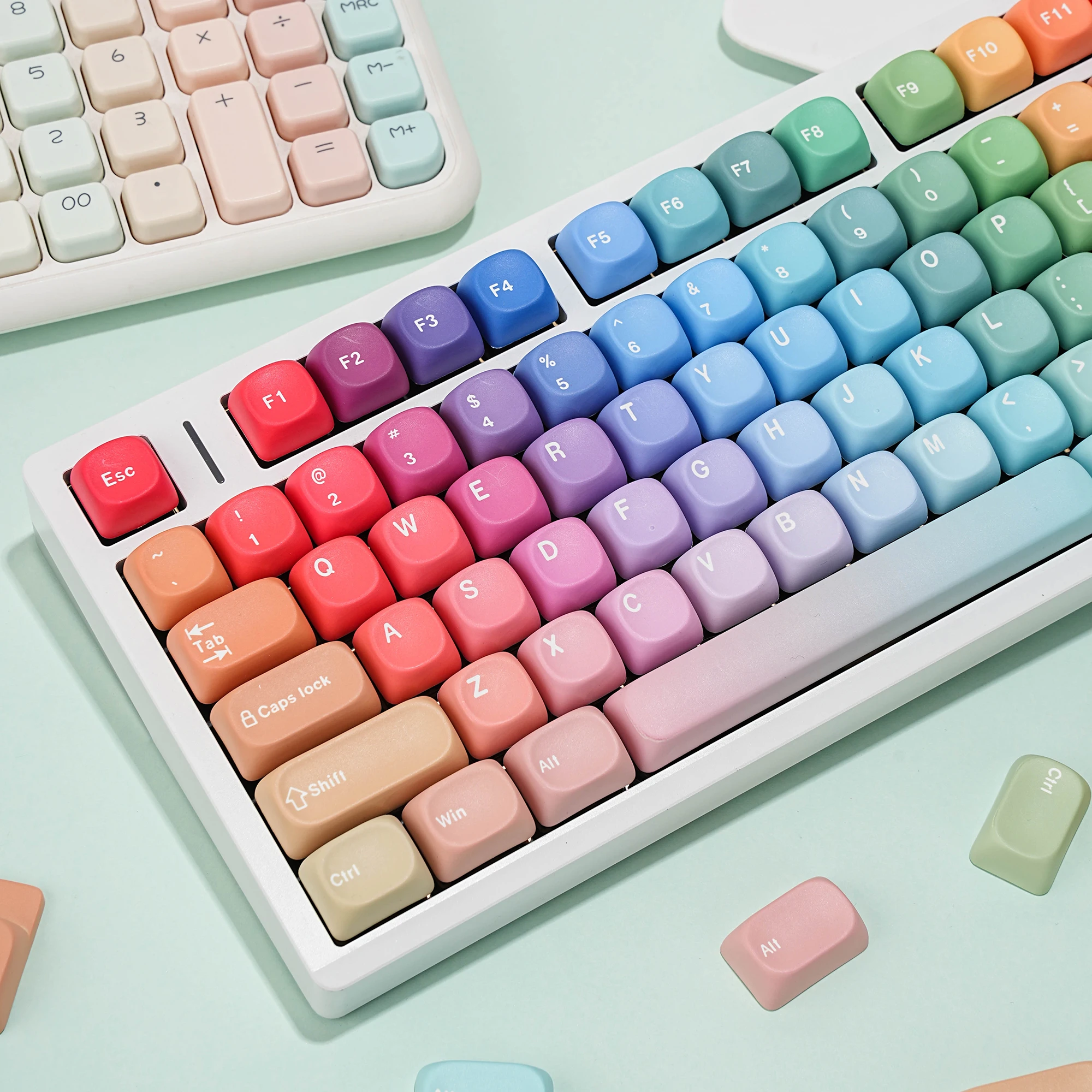 Rhapsody Gradient Keycap Korean German French UK 130Keys PBT Sub MOA Round Ball Caps Korean Mechanical Keyboard Keycaps