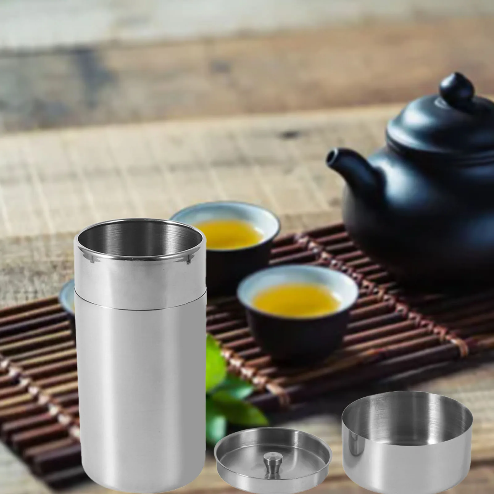 Stainless Steel Tea Tins Canister Home Kitchen Canisters for Tea Coffee Sugar Storage(L) Tea,Tins§,Tea,Canister§,Tea,Can§,Loose,