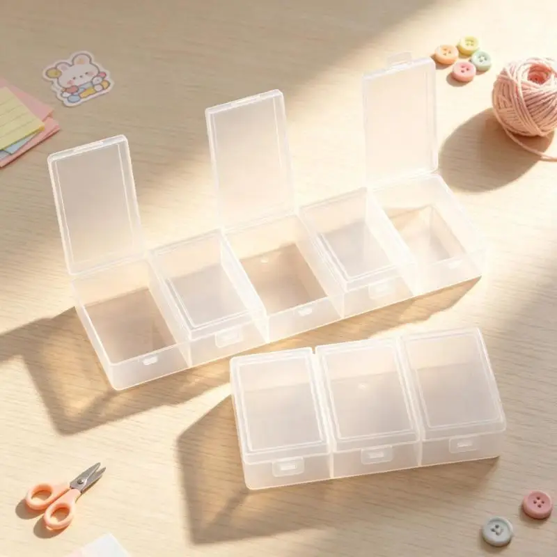 3/5 Grids Clear Plastic Storage Organizer Box Drawer-friendly Container for Craft Sewing Supplies Desktop Tidying