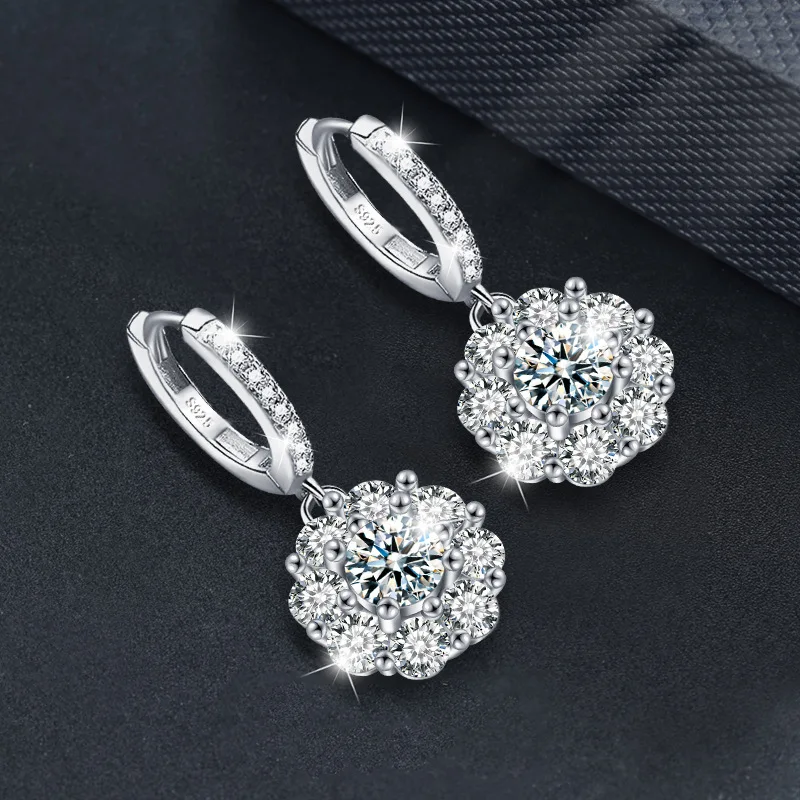 Mosang diamond earrings silver jewelry s925 earrings high-end feeling sunflower earrings accessories wholesale factory direct sa
