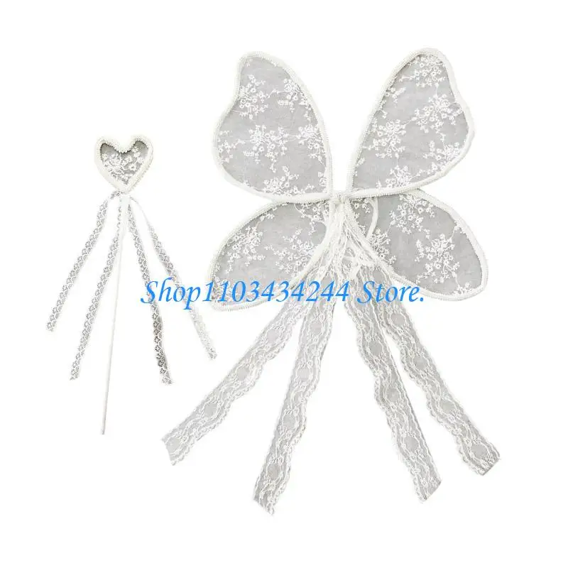

G2TC Элегантное кружевное крыло ангела с палочкой для детской фотографии и празднования