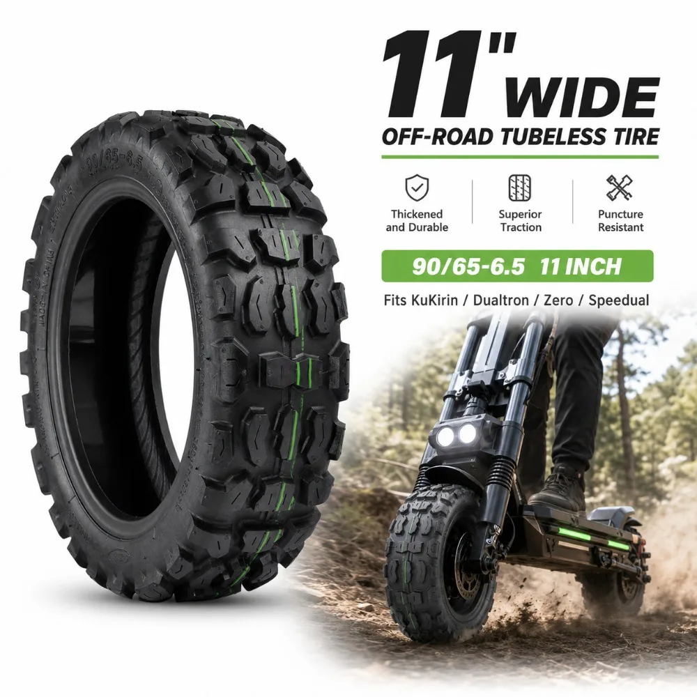 11 Inch Widened and Thickened 90/65-6.5 Off-road Vacuum Tire,For KuKirin, Dualtron, Zero,Speedual High-power Off-road E-Scooters